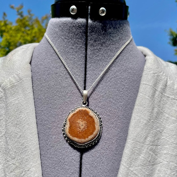 😵 Aragonite Solar Quartz Crystal Pendant necklace druzy agate stone boho rock - Picture 10 of 10